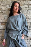 Lindin Linen Blend Kimono Top Washed Charcoal